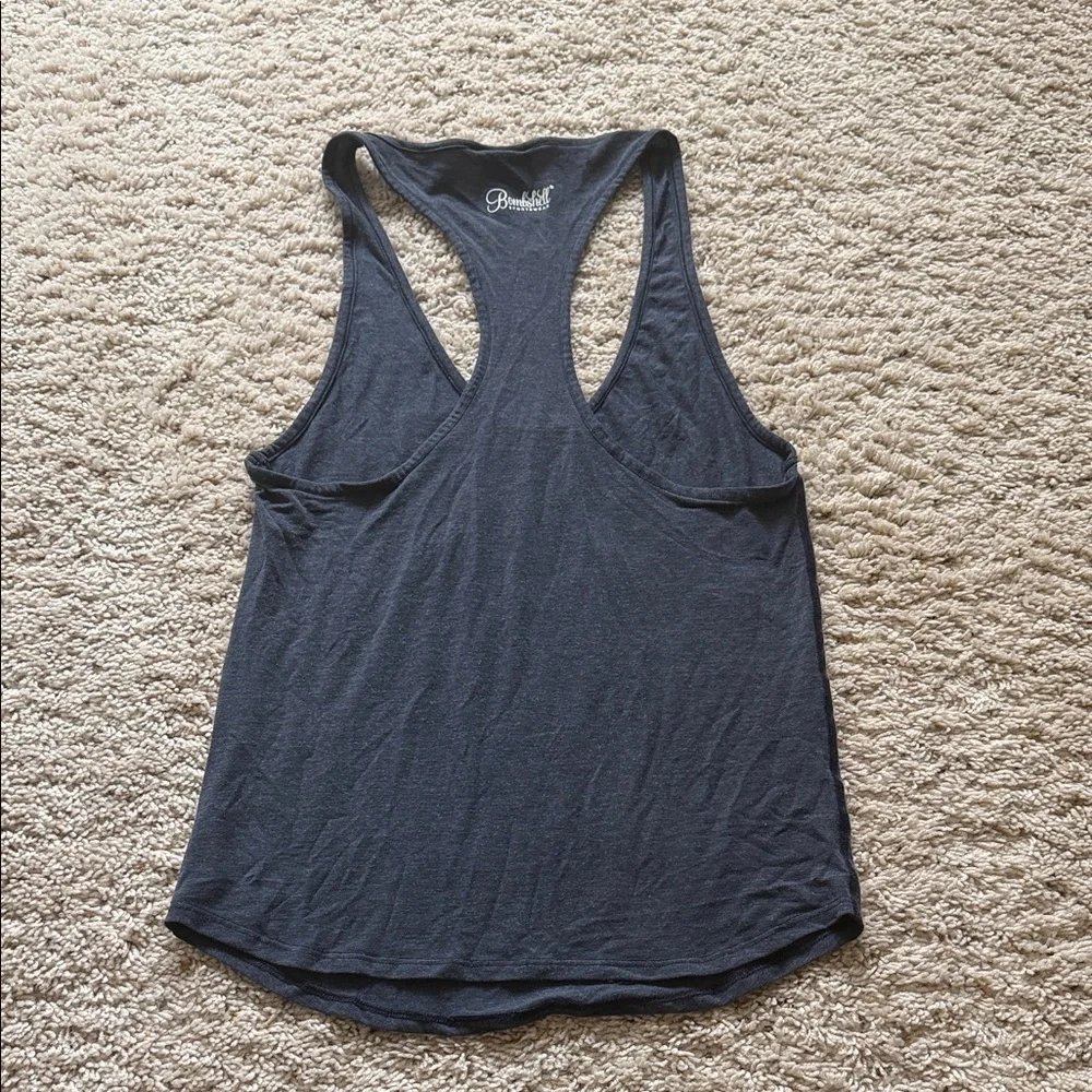 Bombshell Low Cut Navy Racerback Tank - Picture 2 of 5